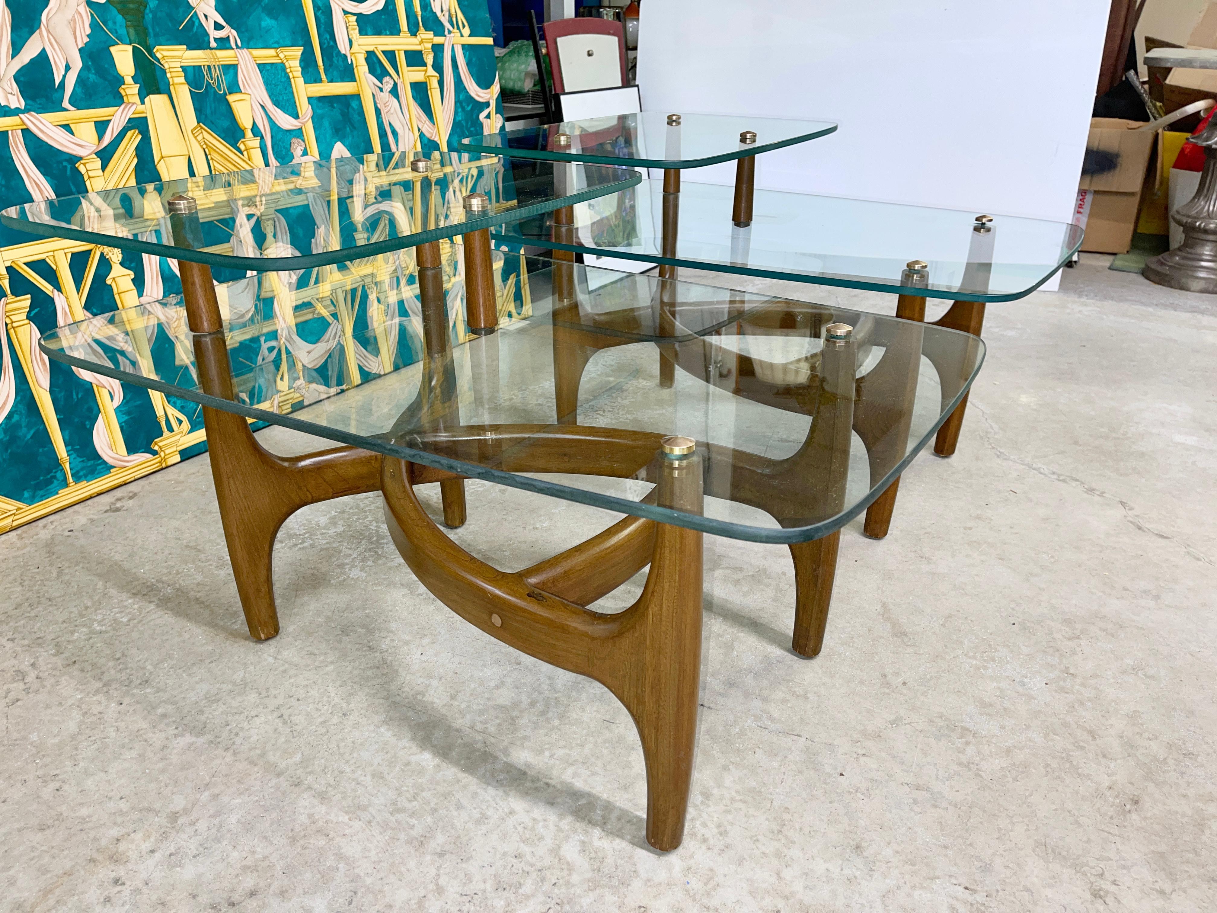 American Pair of Step End Tables by C. E. Waltman for Tonk Mfg. For Sale