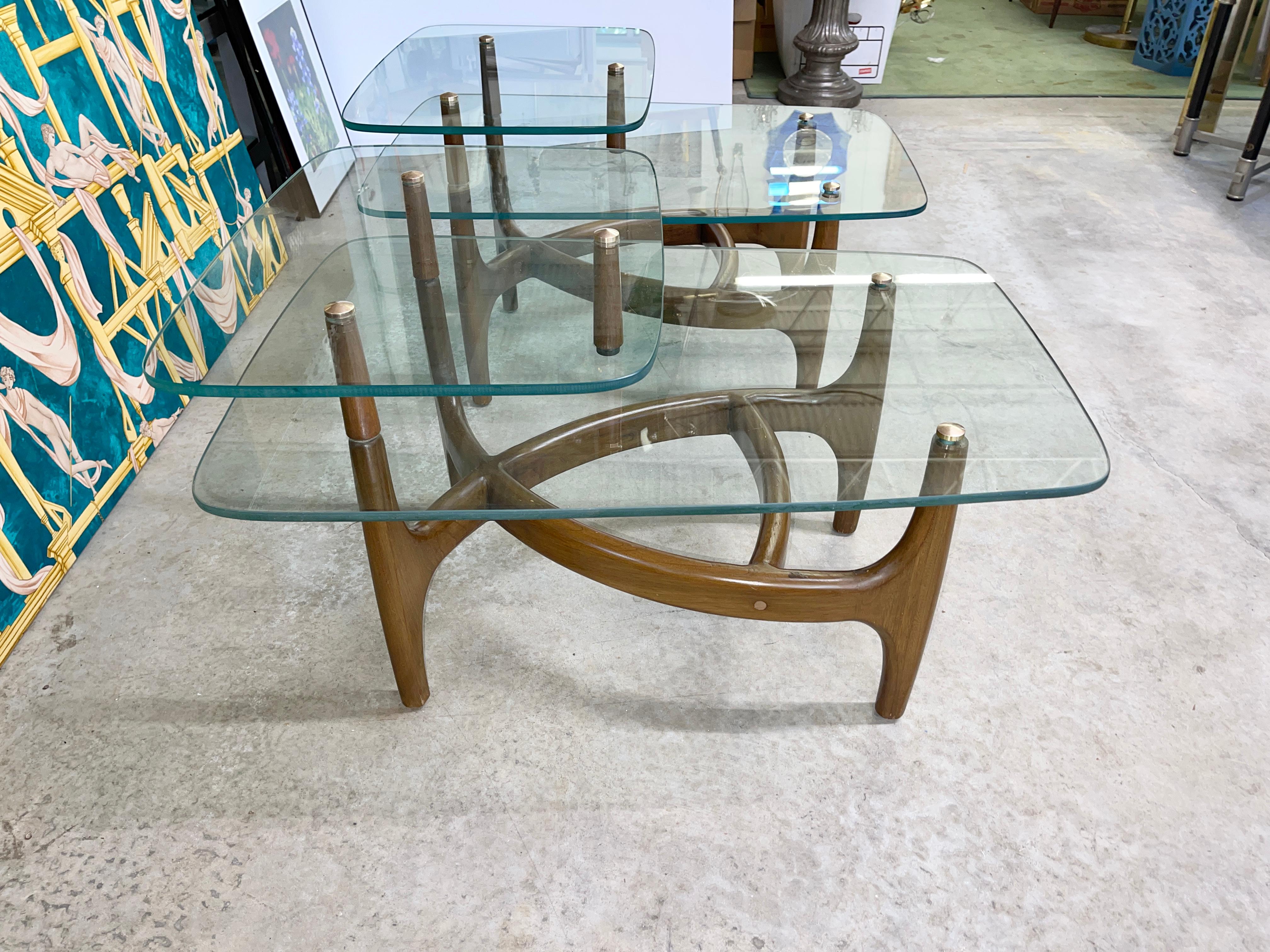 Pair of Step End Tables by C. E. Waltman for Tonk Mfg. In Good Condition For Sale In Hanover, MA