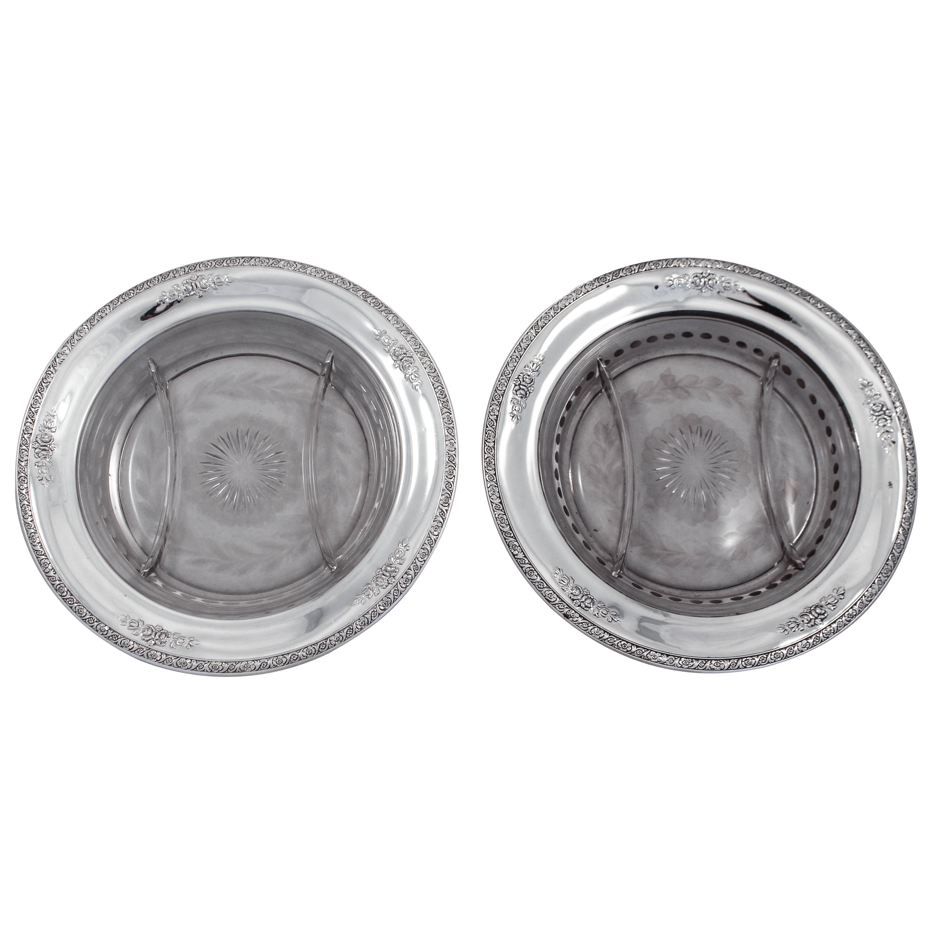 Pair of Sterling and Crystal Sectionals