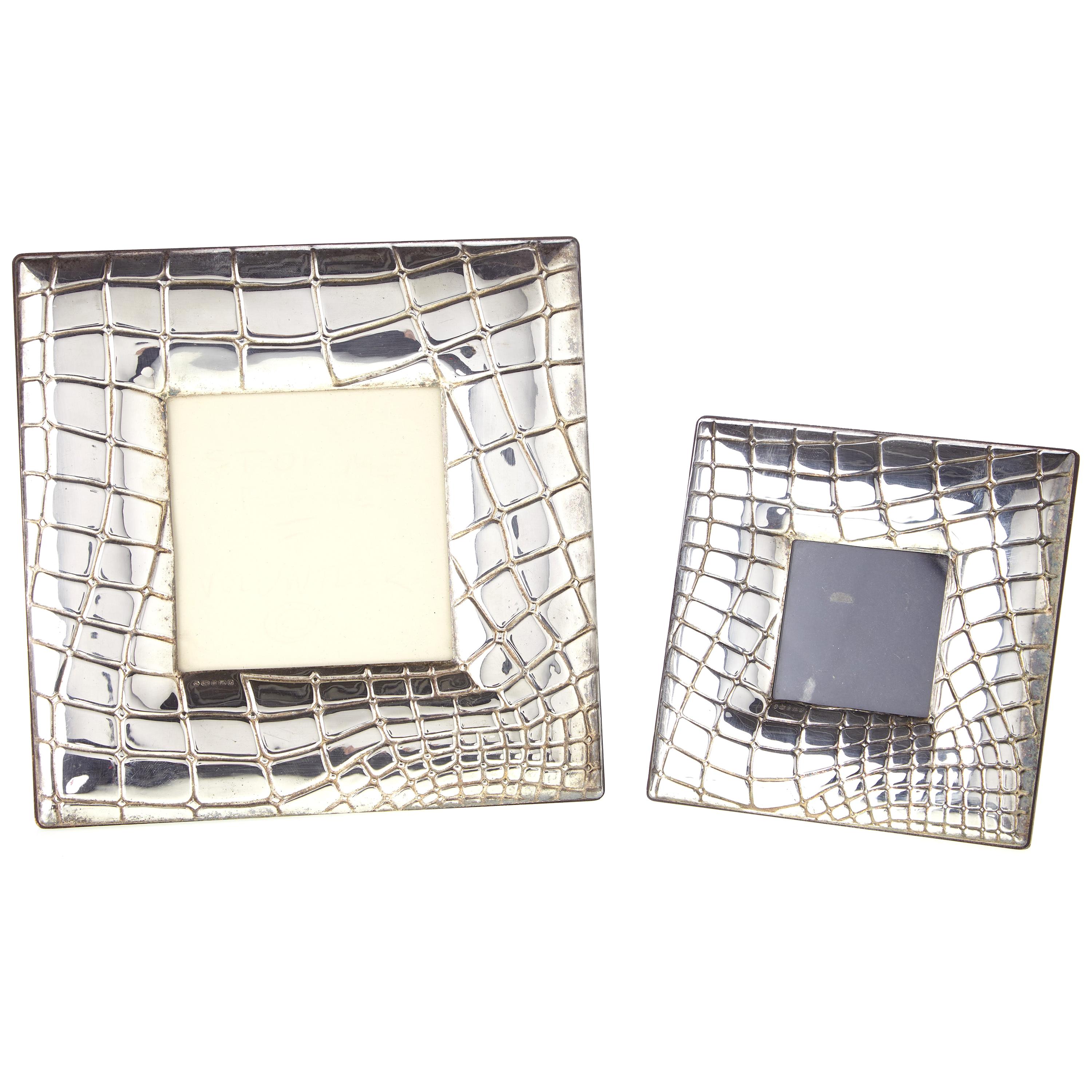 Pair of Sterling Crocodile Motif Picture Frames