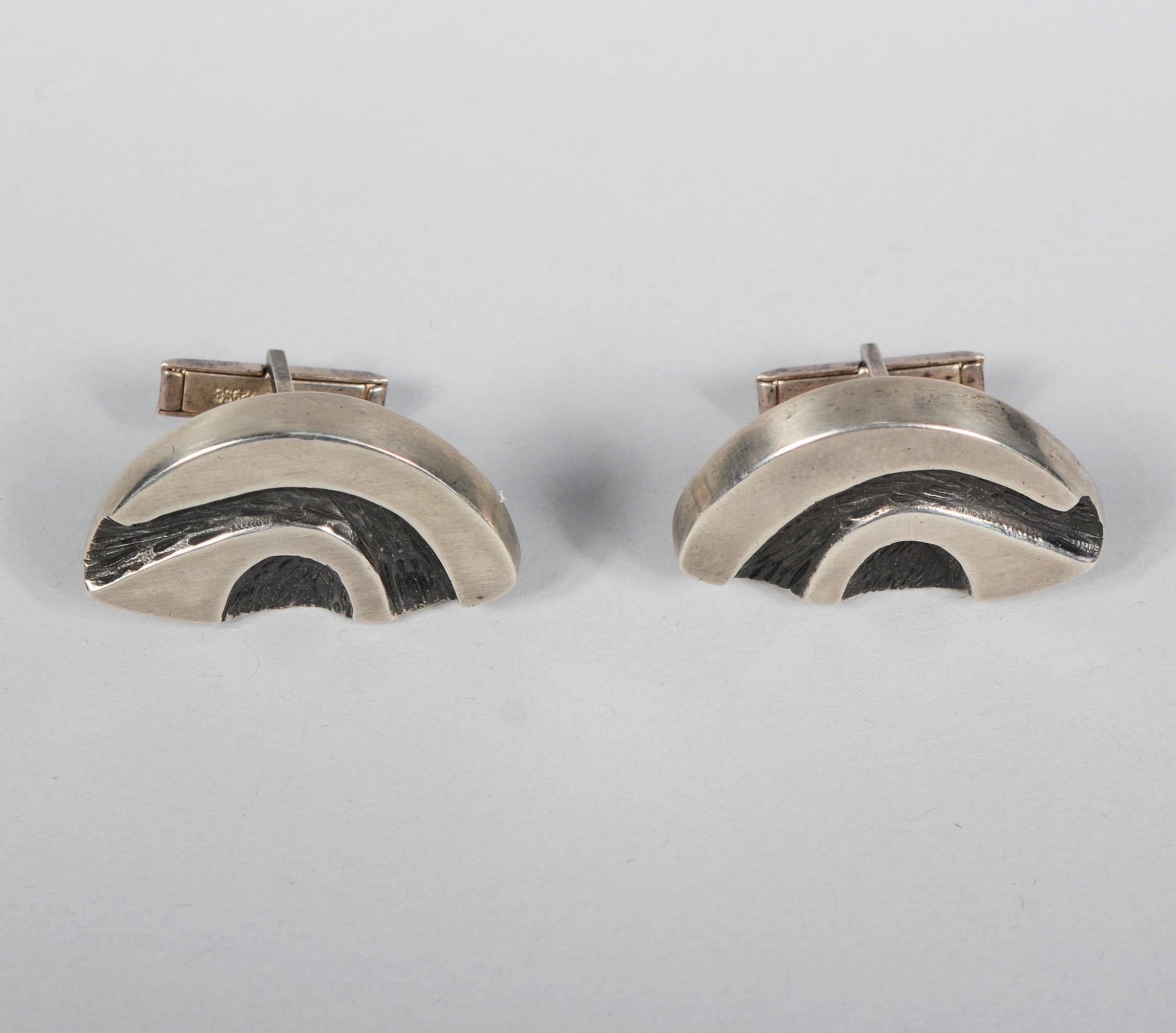 American Pair of Sterling Modernist Cufflinks