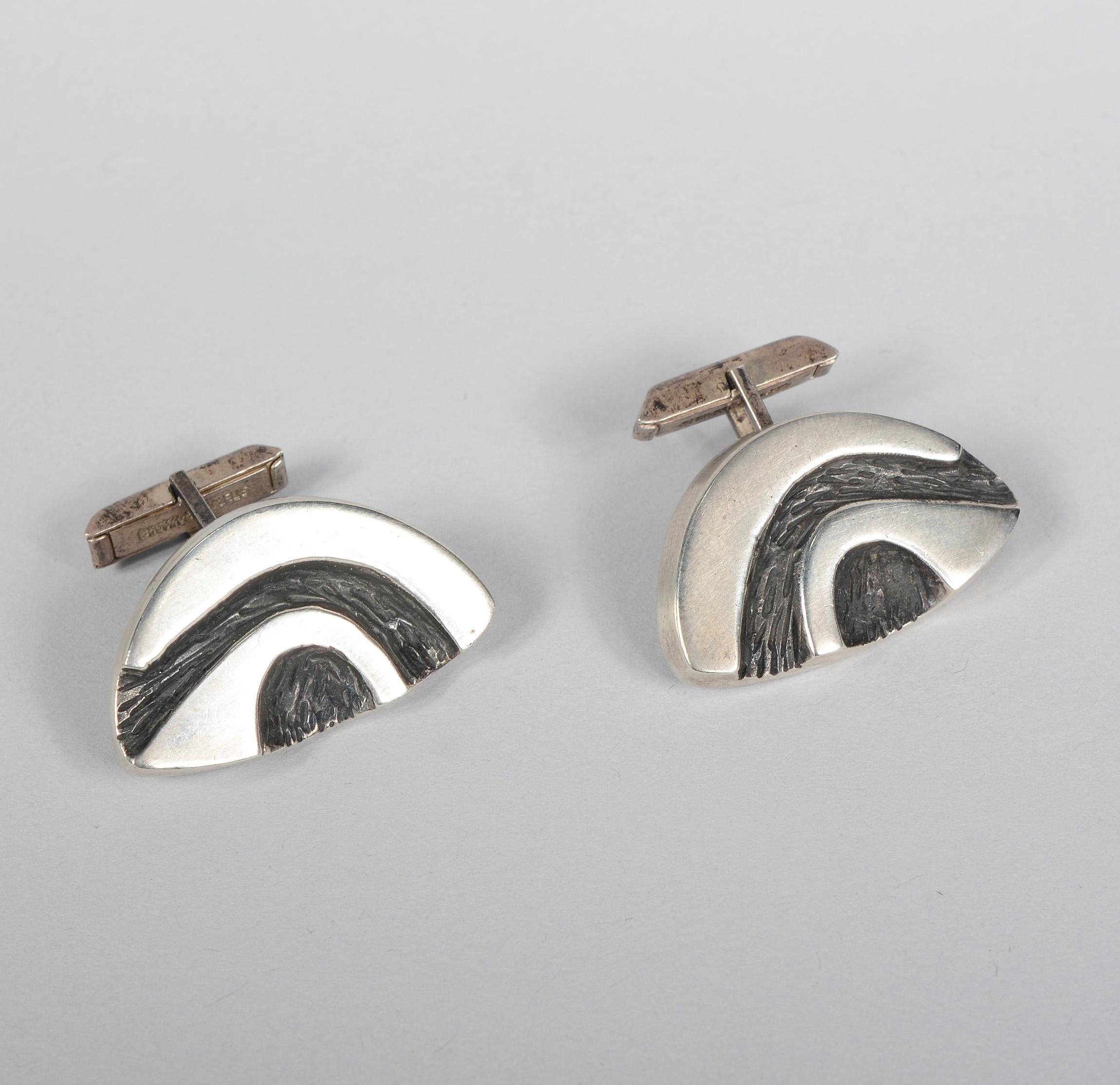 Pair of Sterling Modernist Cufflinks In Good Condition In San Mateo, CA