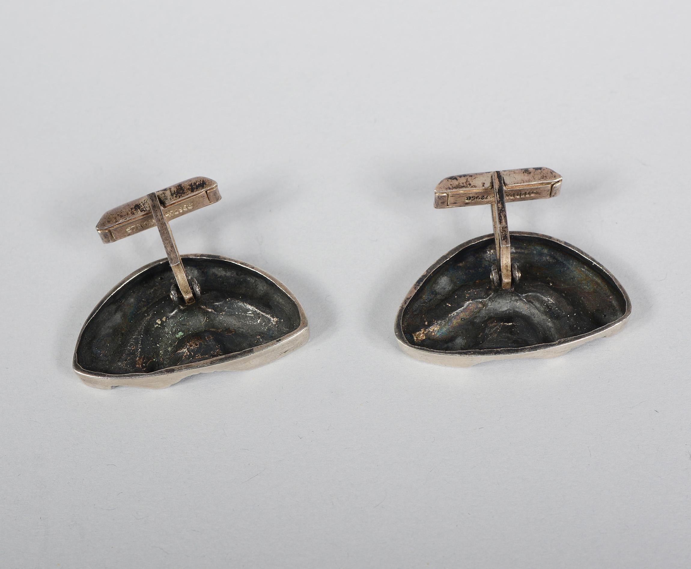 Sterling Silver Pair of Sterling Modernist Cufflinks