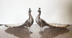 Pair of Sterling Peacock Form Trays
