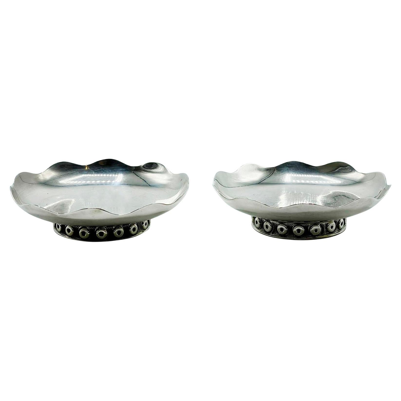Pair of Sterling Saucer Plates by Tane Orfebres For Sale