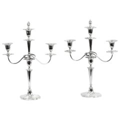 Pair of Sterling Silver 3 Branch Candelabra Walker & Hall Early 20th Century