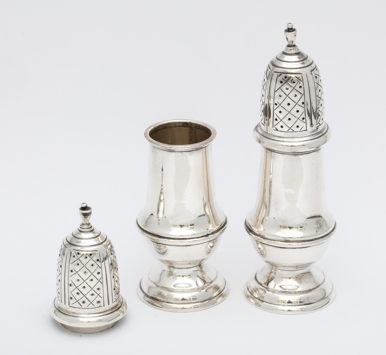 Pair of Sterling Silver American Colonial, Style Salt and Pepper Shaker/Casters 2
