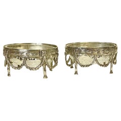 Pair of Sterling Silver and Cut Crystal Salt Cellars