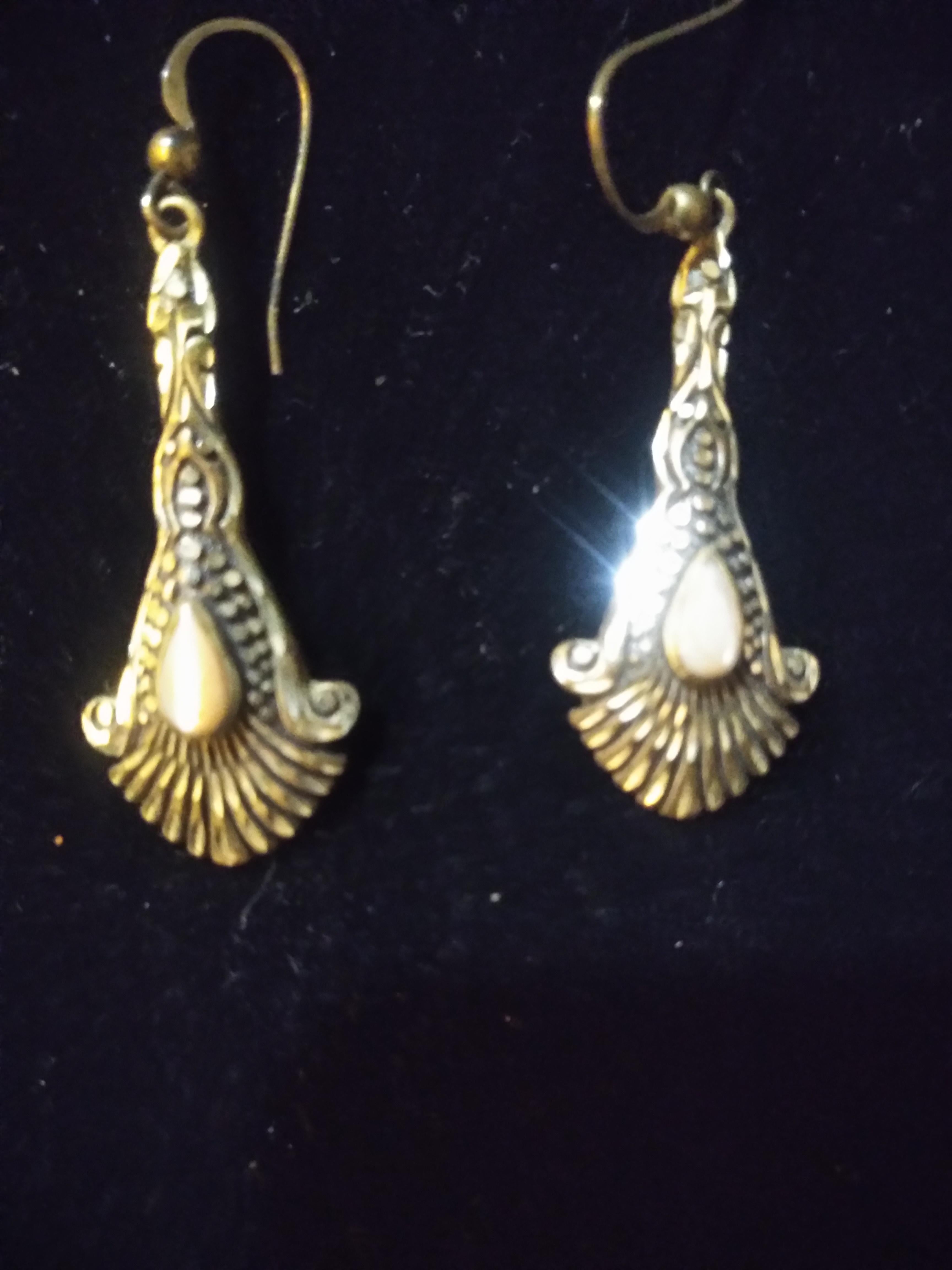 American Pair of Sterling Silver and Marcasite Art Nouveau Style Earrings