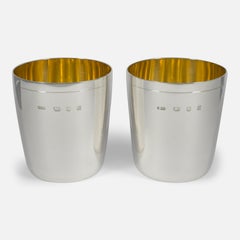Pair of Sterling Silver Beakers, Gerald Benney, 1987