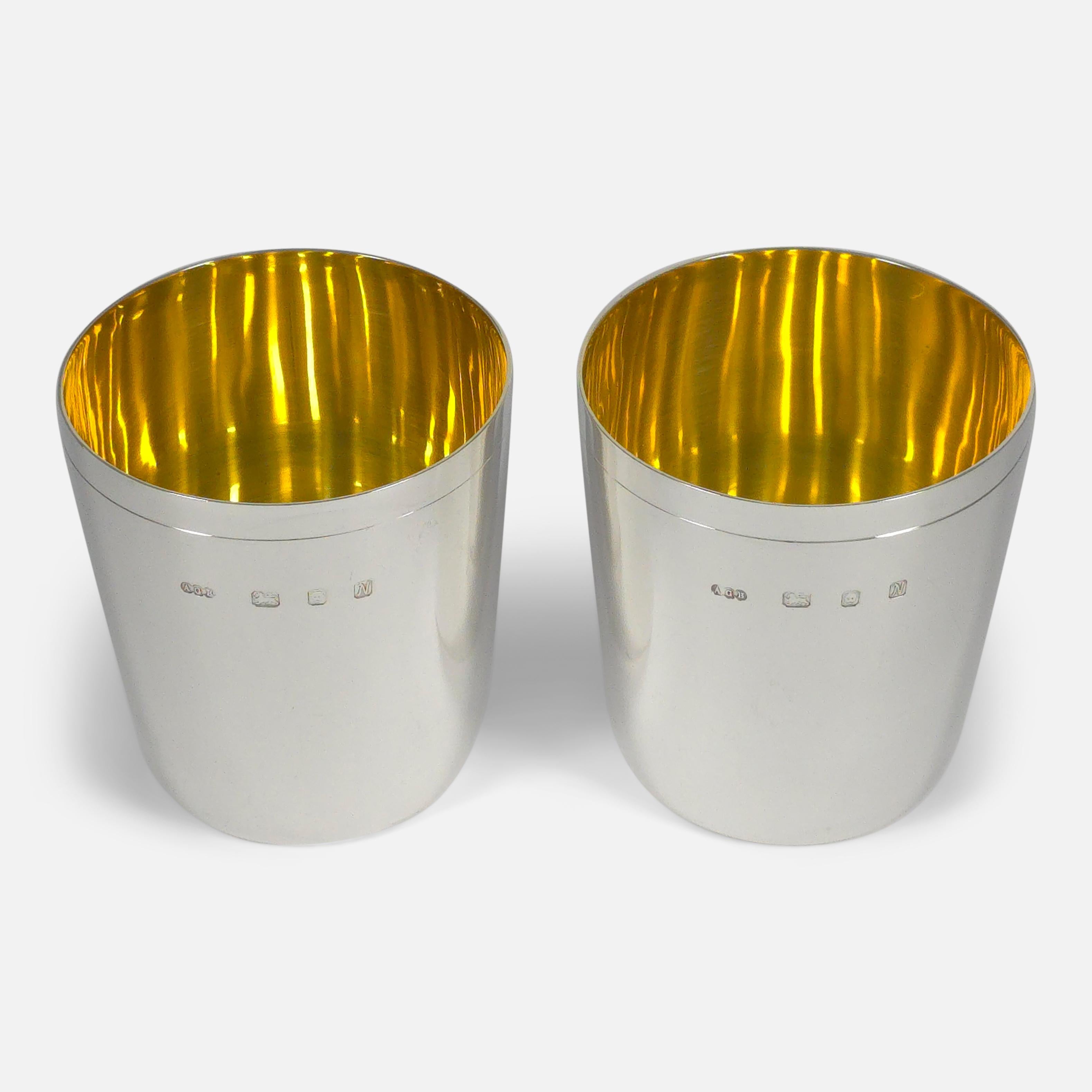 Pair of Sterling Silver Beakers, Gerald Benney, 1987 For Sale 1