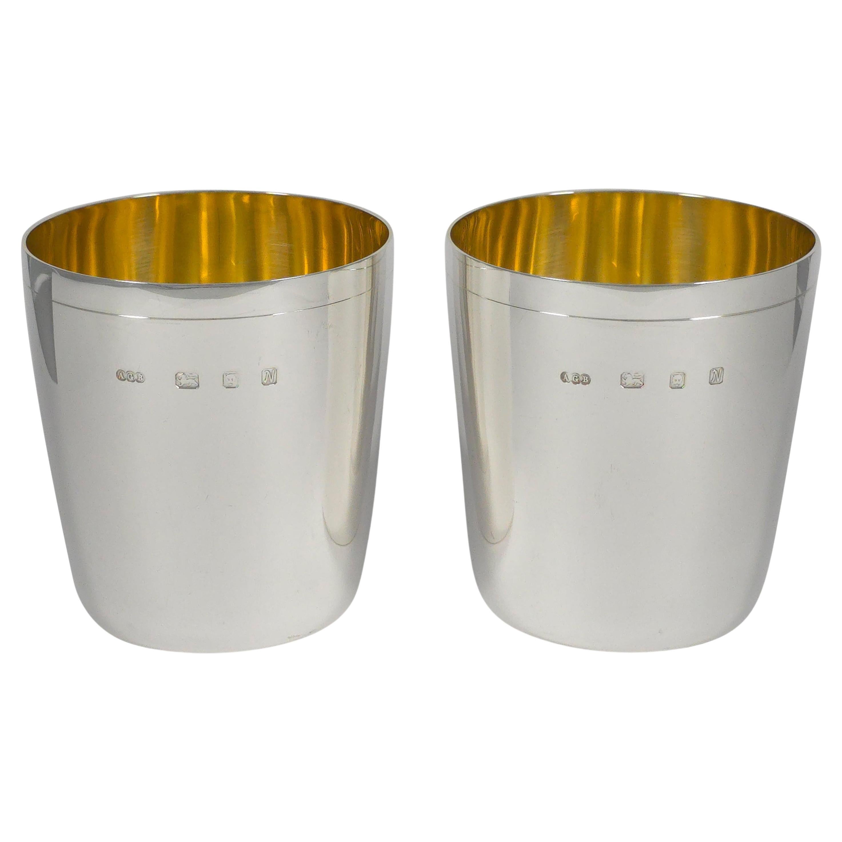 Pair of Sterling Silver Beakers, Gerald Benney, 1987 For Sale