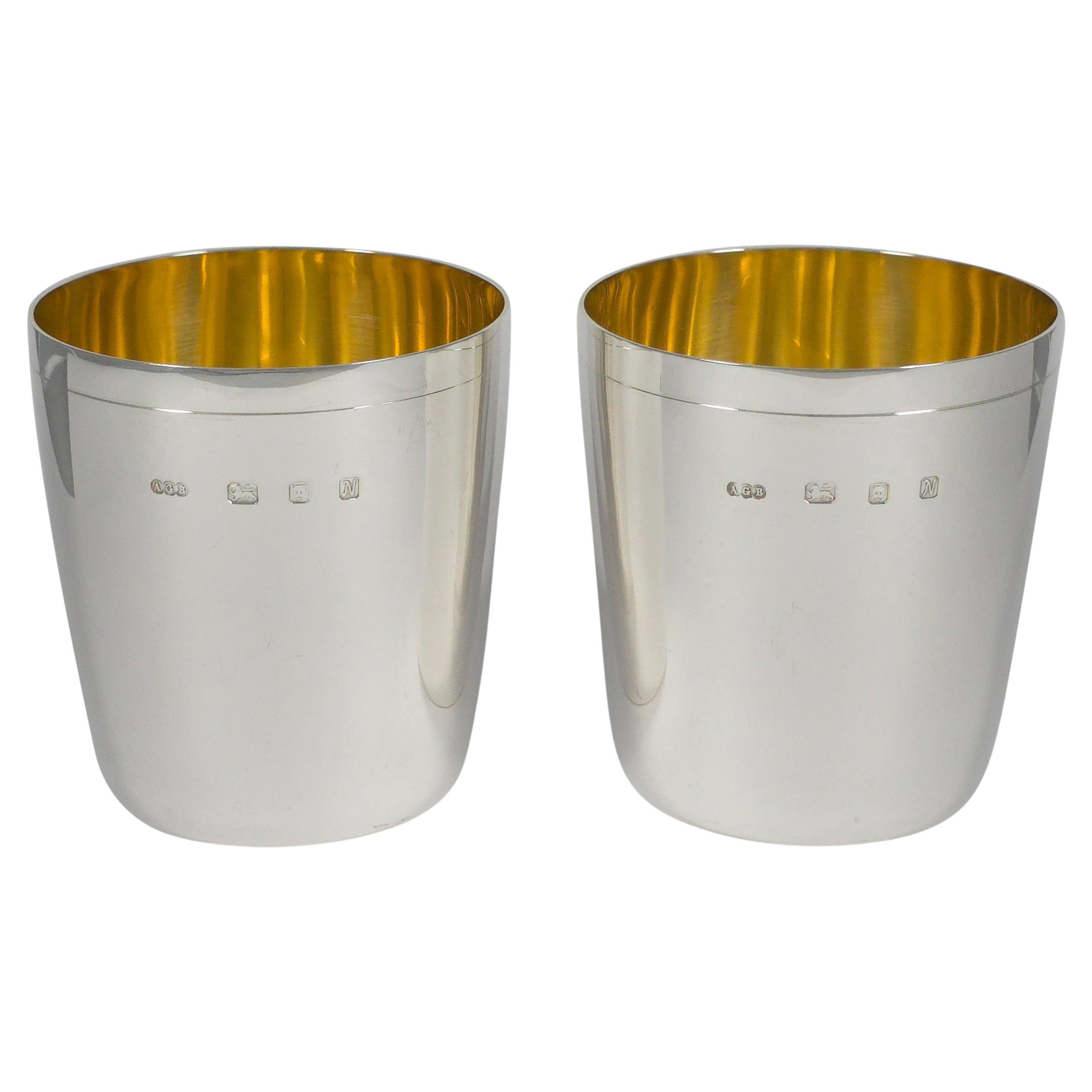 Pair of Sterling Silver Beakers, Gerald Benney, 1987