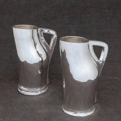 Pair of Sterling Silver 'Blackjack' Jugs, Hallmarked 1884