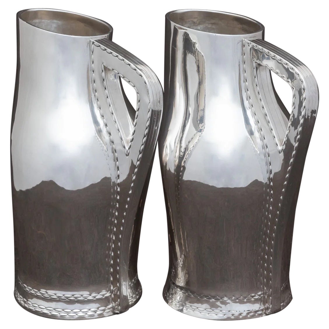 Pair of Sterling Silver 'Blackjack' Jugs, Hallmarked 1884