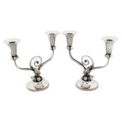 Pair of Sterling Silver Candelabras