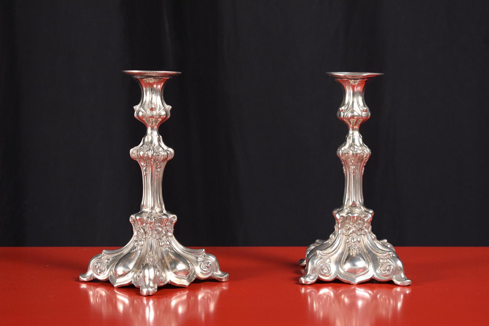 Set of Two Vintage Sterling Silver Candle Holders 3