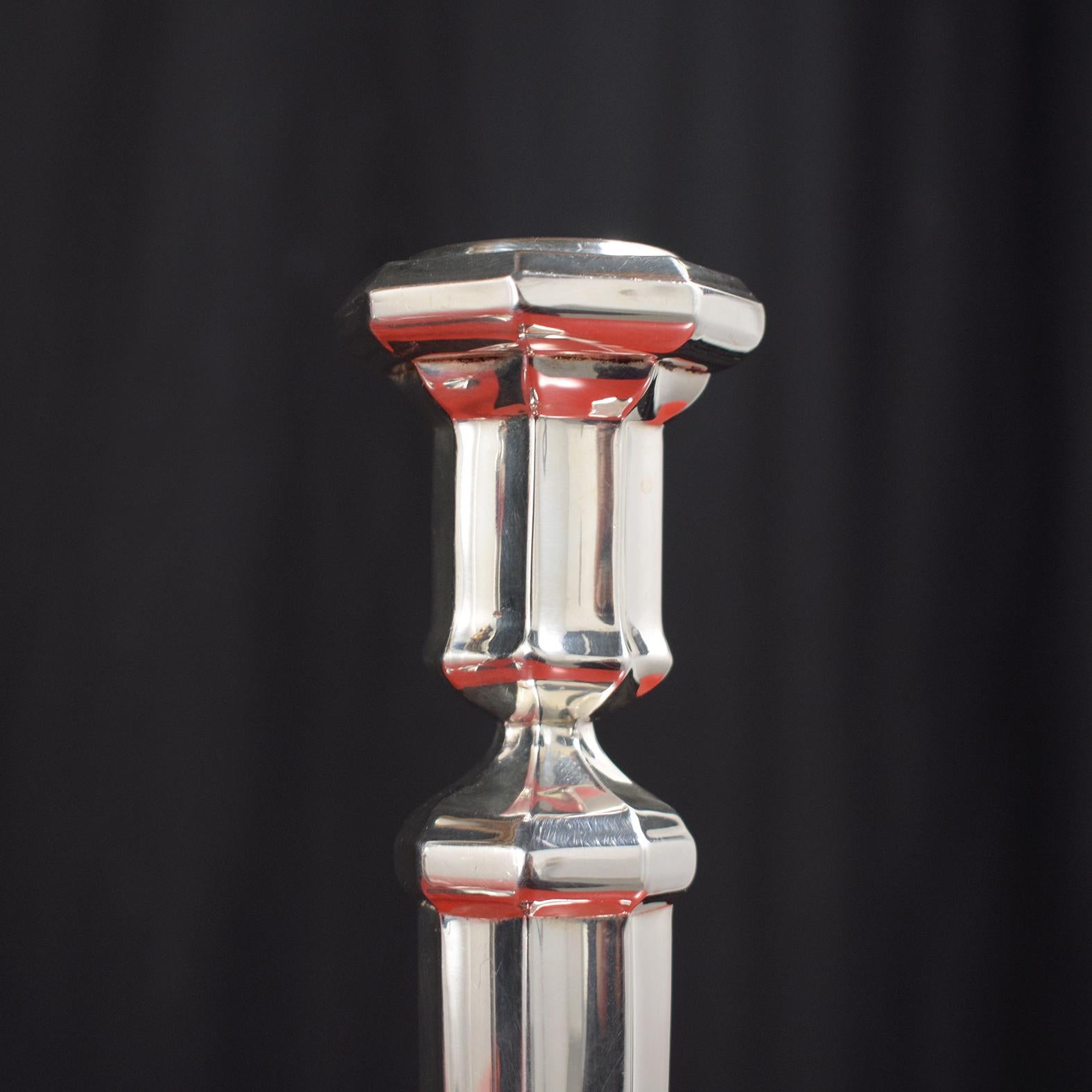 Art Deco 925 Sterling Silver Candlesticks by Masorett: Elegance Restored For Sale 4