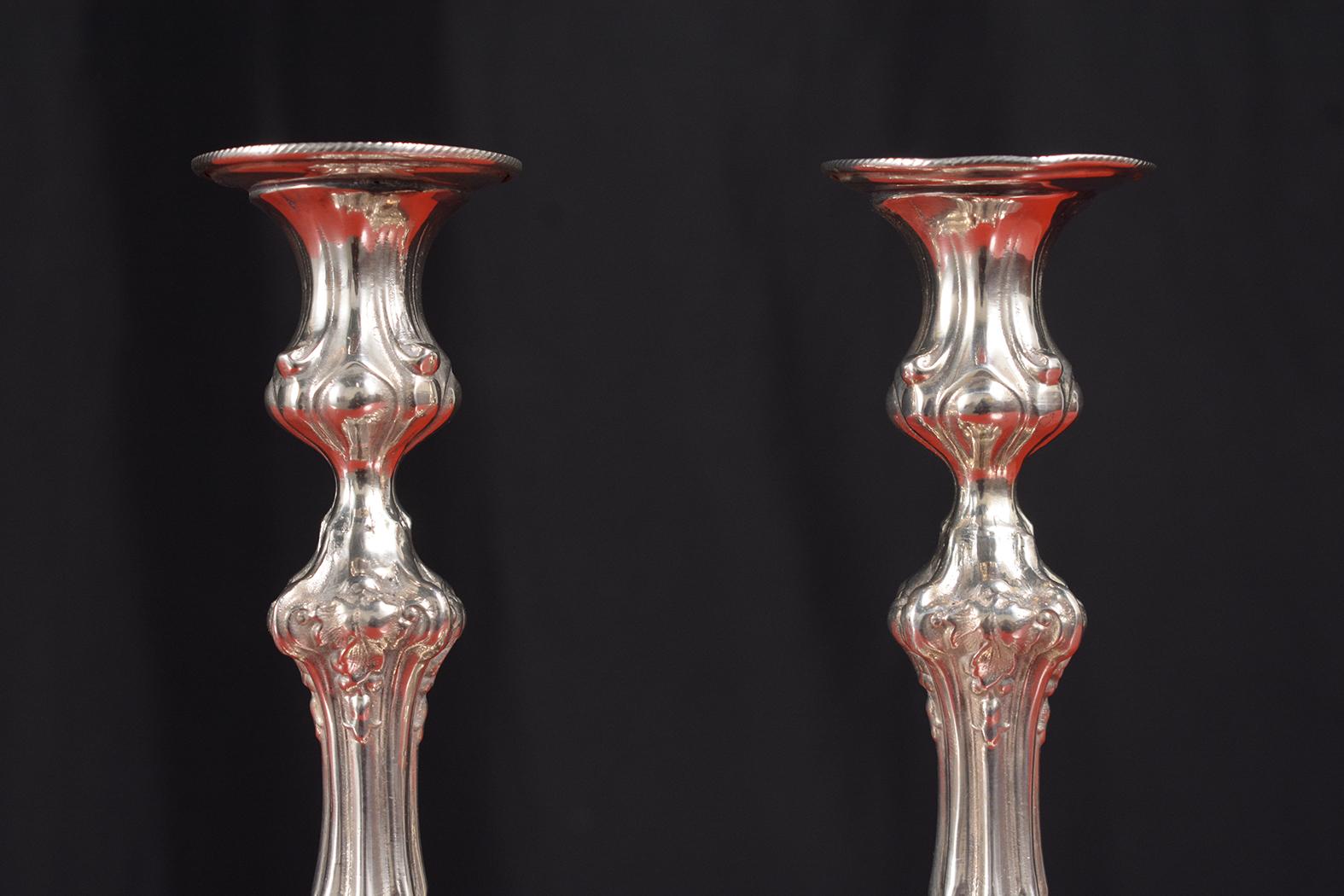 Hand-Crafted Set of Two Vintage Sterling Silver Candle Holders