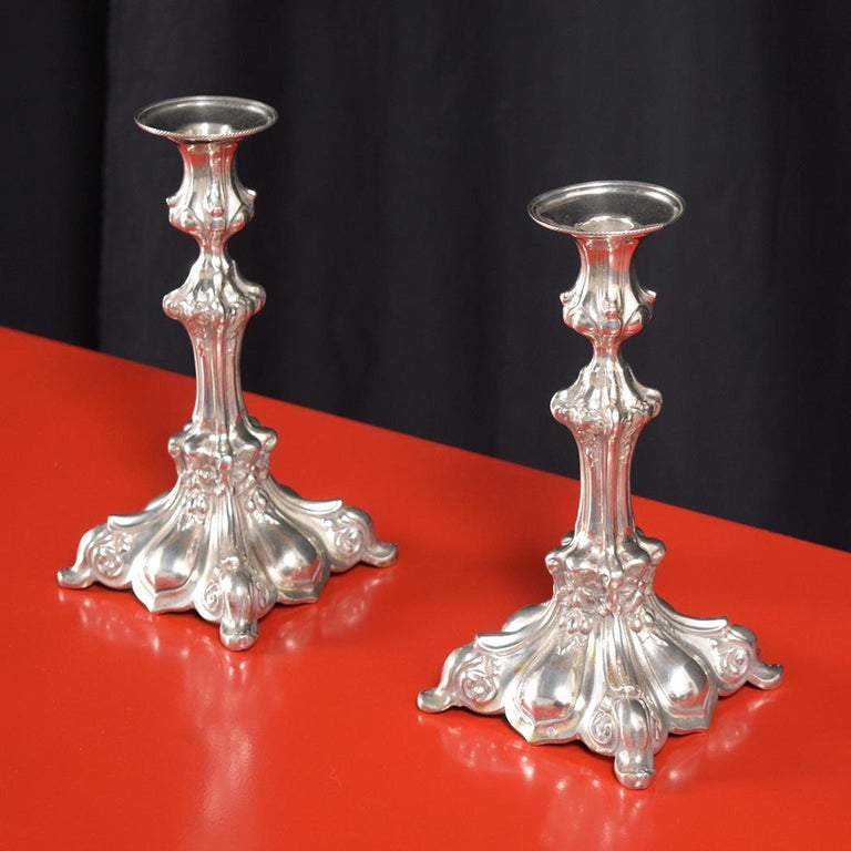 Set of Two Vintage Sterling Silver Candle Holders For Sale at 1stDibs