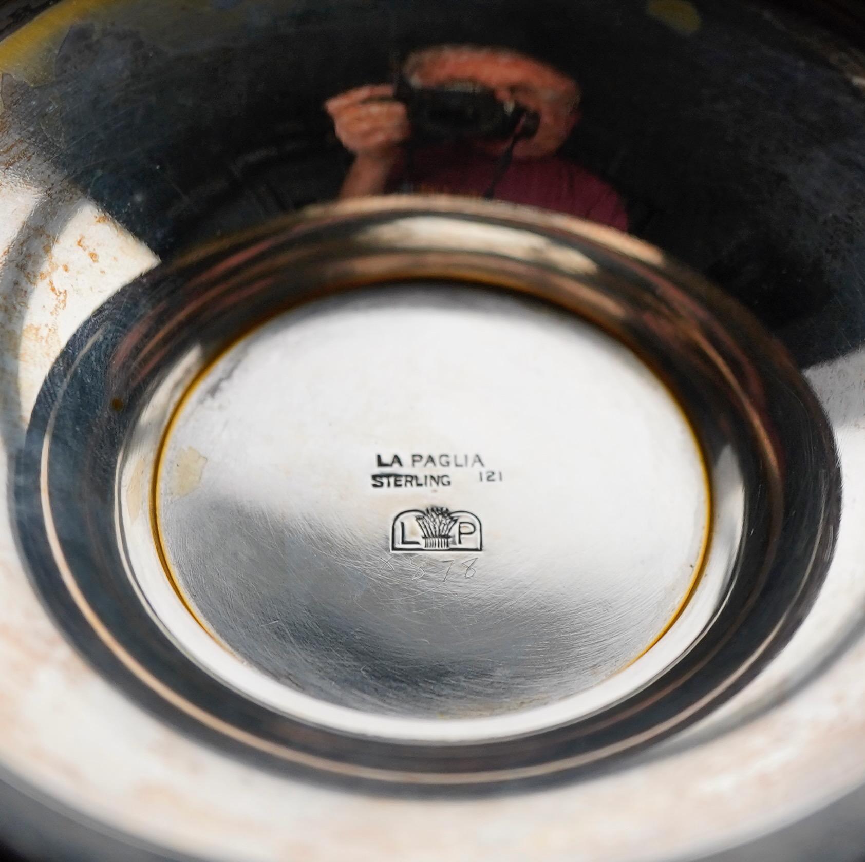 Paar Kerzenleuchter aus Sterlingsilber von Alphonse La Paglia 1952 (20. Jahrhundert) im Angebot