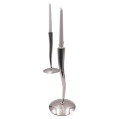 Pair of Sterling Silver Candlesticks by Pomellato in Modern Design