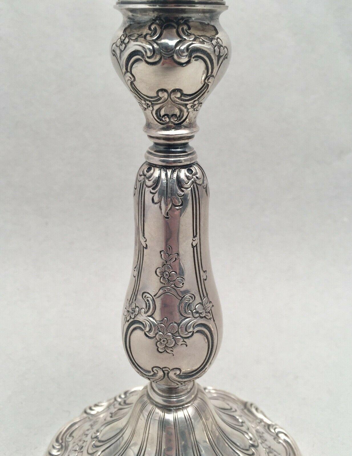 American Pair of Sterling Silver Candlesticks by Reed & Barton