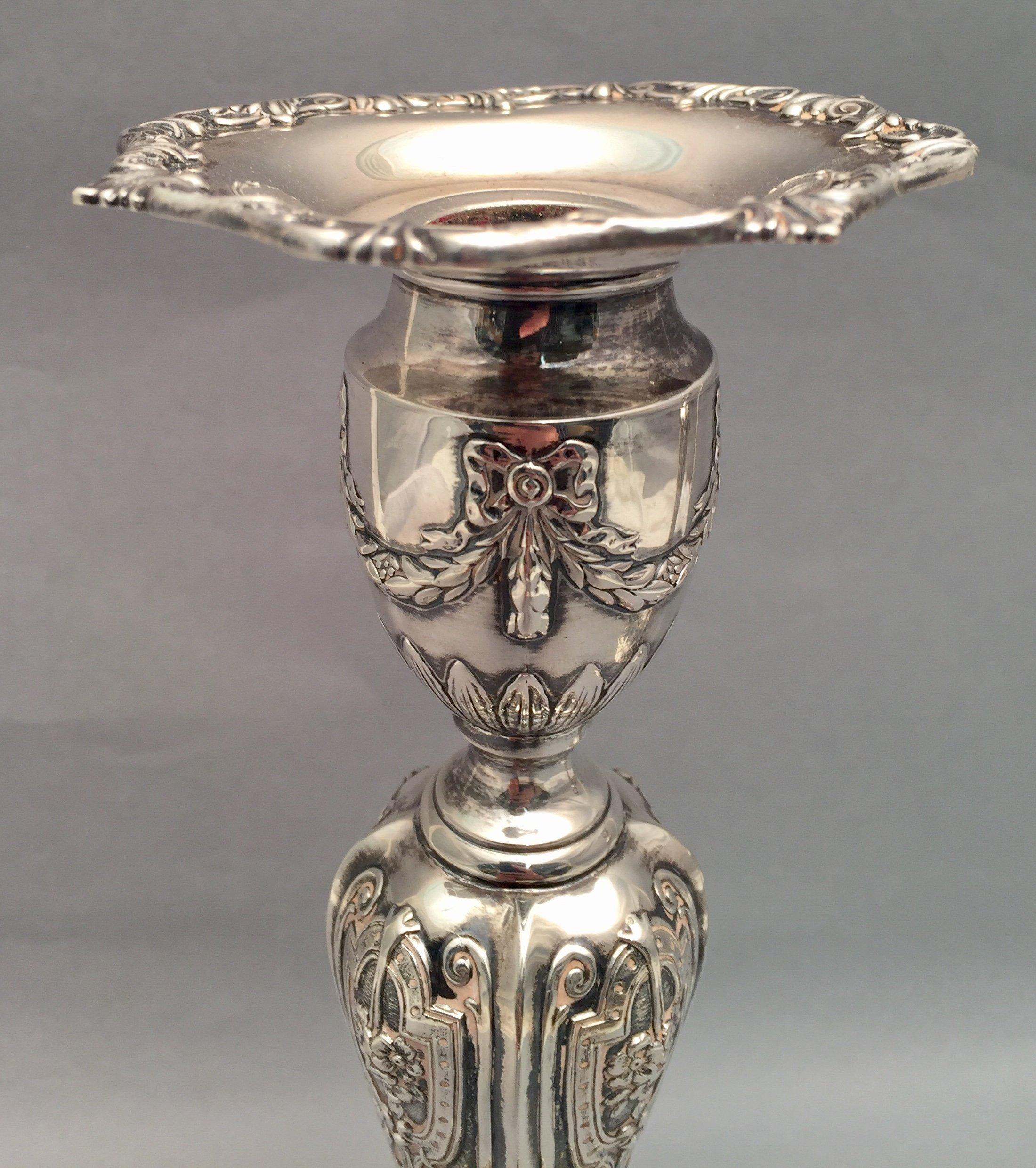 American Pair of Sterling Silver Candlesticks by Theodore B. Starr, 20th Century