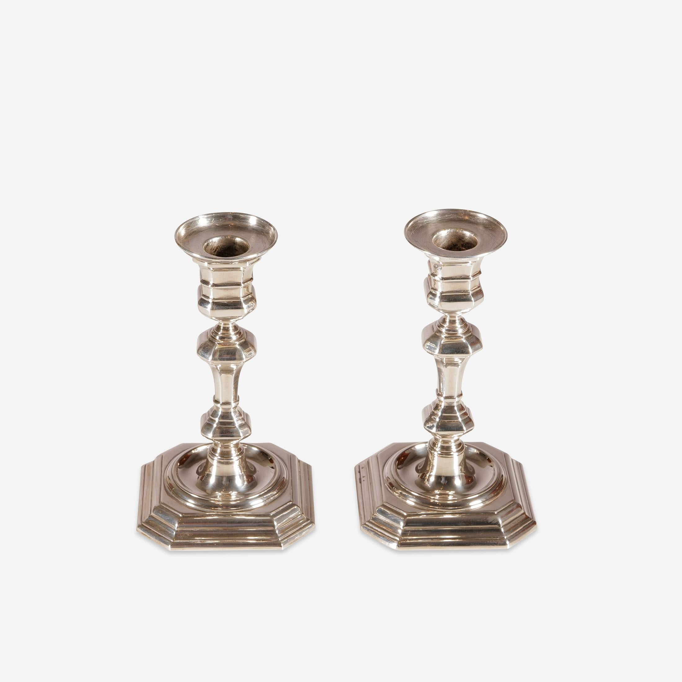 German Pair of Silver Candlesticks For Sale