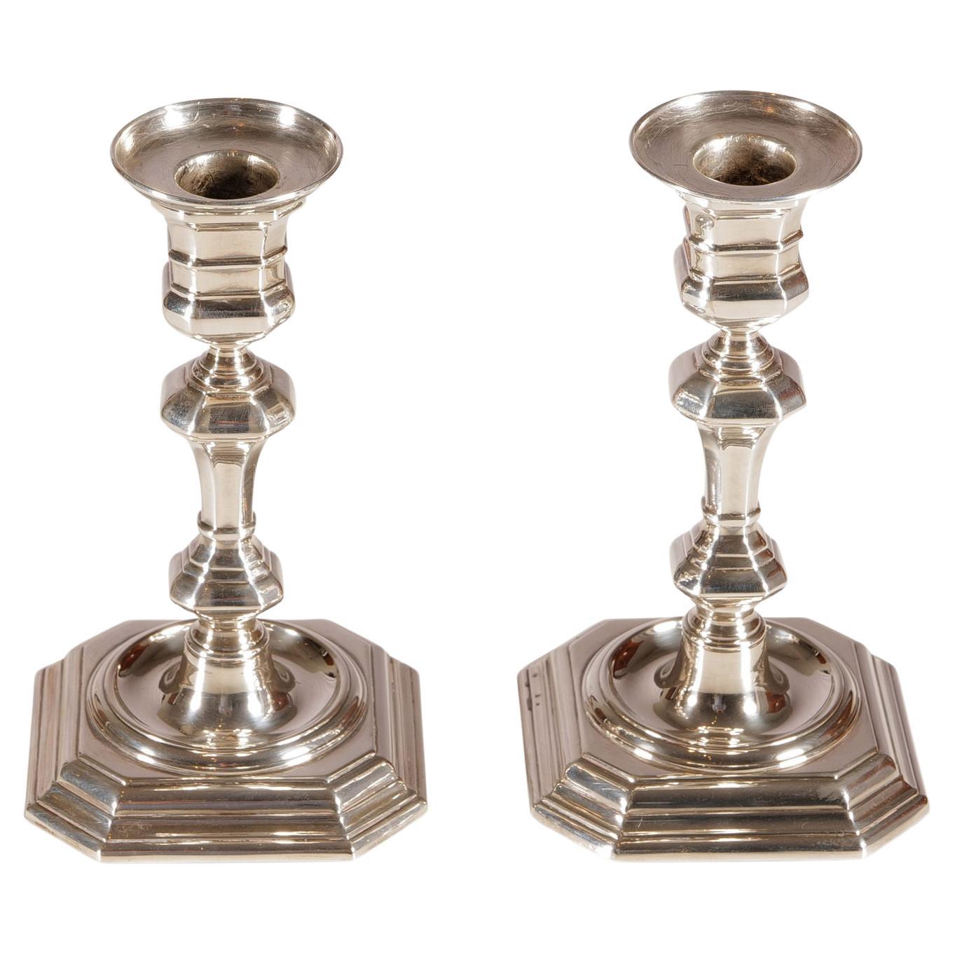 Pair of Silver Candlesticks For Sale