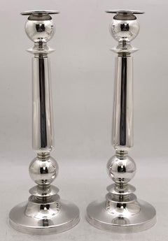 Paar Kerzenständer aus Sterlingsilber im Art-déco-Stil