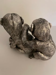 Pair of Sterling Silver Clad Embracing Chimpanzees by William Comyns