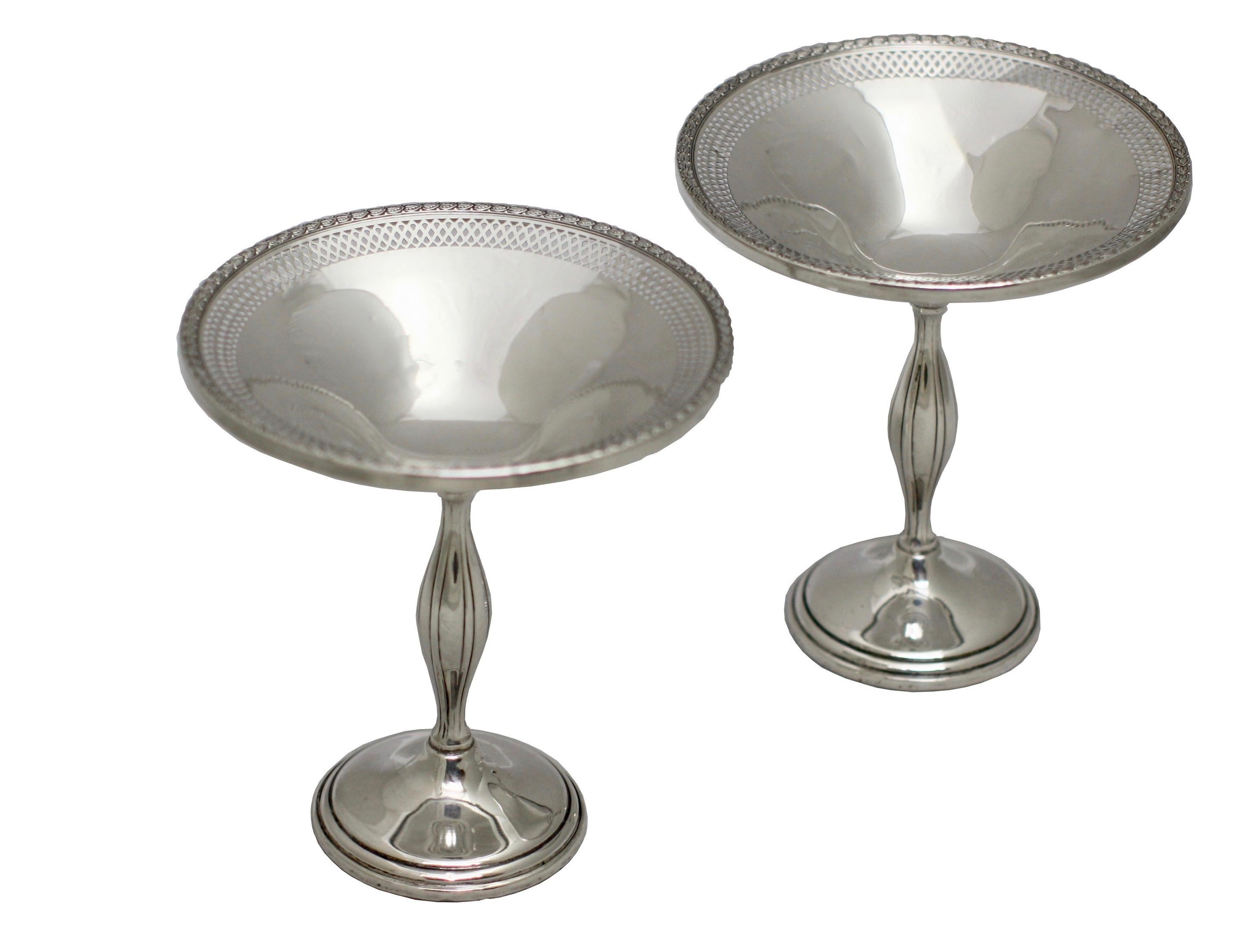 Mid-20th Century Pair of Sterling Silver Compotes For Sale