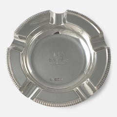 Pair of Sterling Silver Crested Ashtrays, William Hutton & Sons