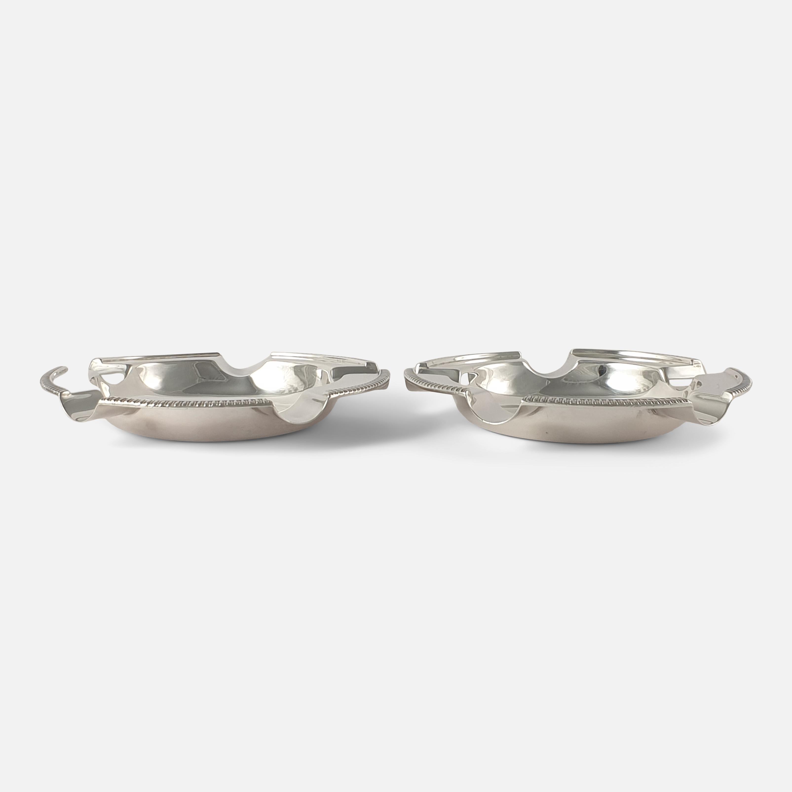 Pair of Sterling Silver Crested Ashtrays, William Hutton & Sons For Sale 2