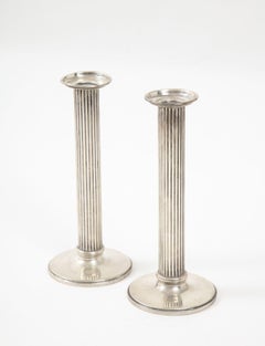 Pair of Sterling Silver Fluted Weighted Candlesticks