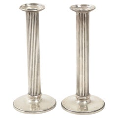 Pair of Sterling Silver Fluted Weighted Candlesticks