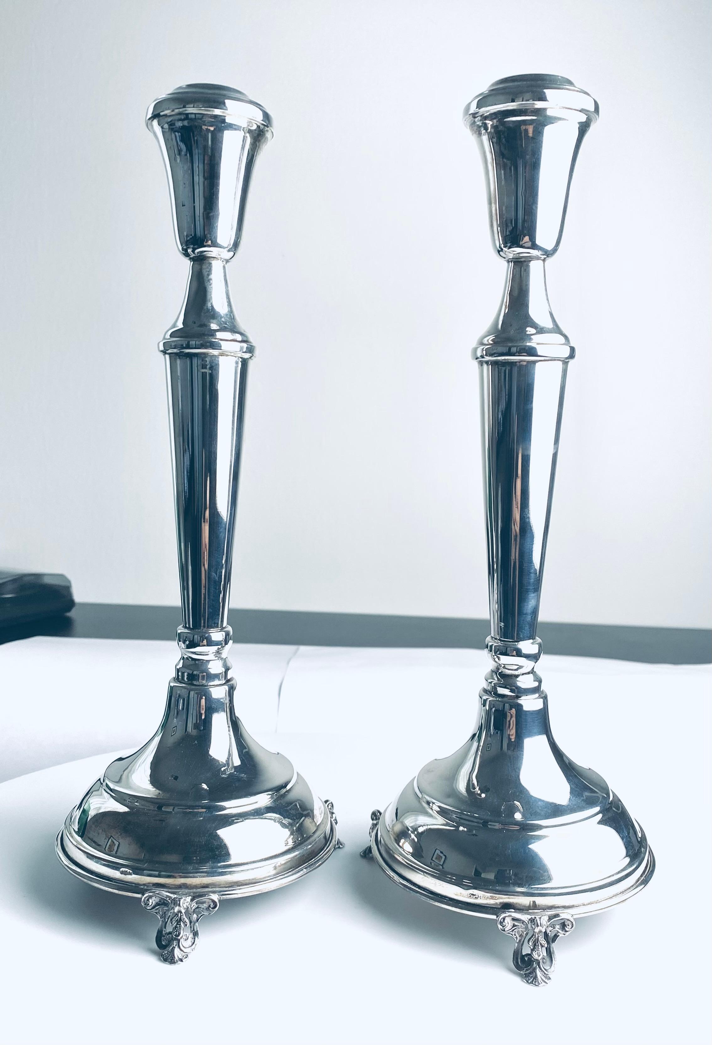 da uomo o donna Coppia di candelabri da Shabbat con piede in argento sterling con il timbro 