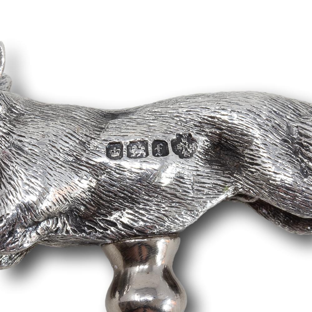 Coppia di tira-scarpe a forma di volpe in argento massiccio, William Hutton & Sons Sheffield 1898 in vendita 4