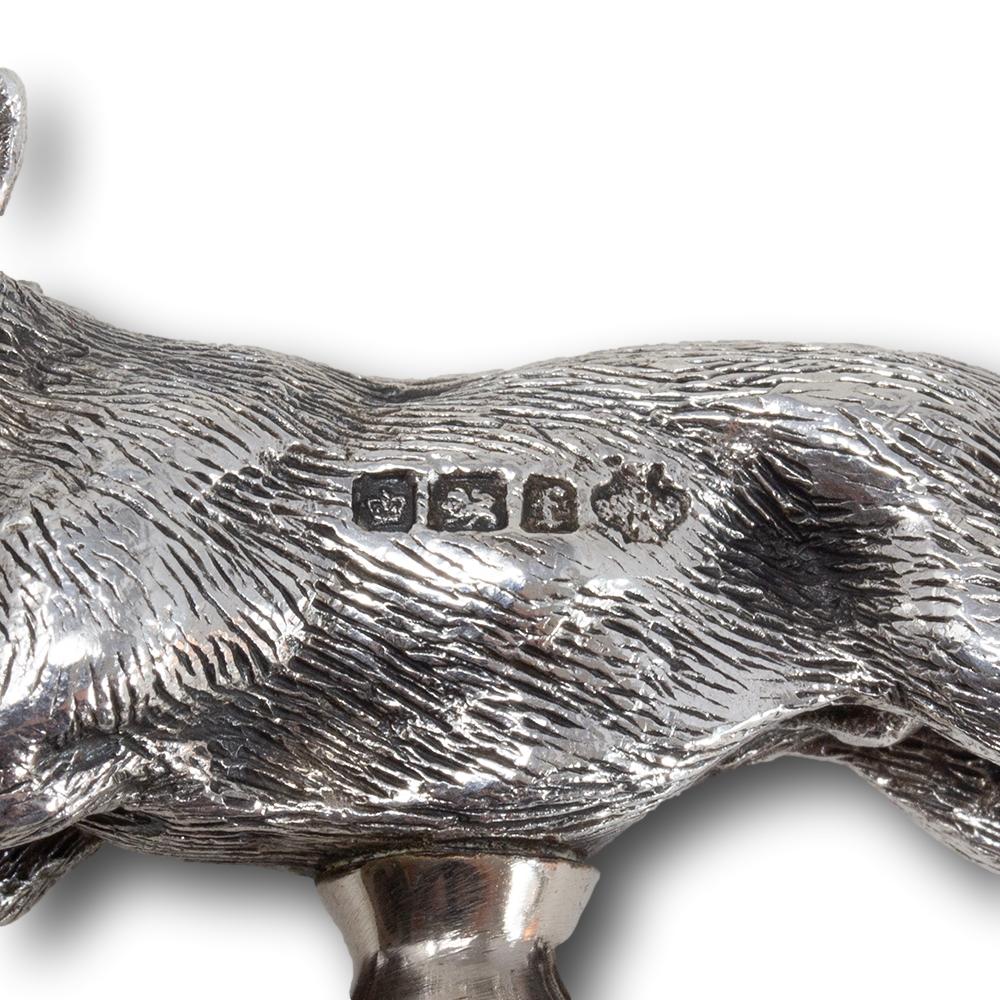 Coppia di tira-scarpe a forma di volpe in argento massiccio, William Hutton & Sons Sheffield 1898 in vendita 11
