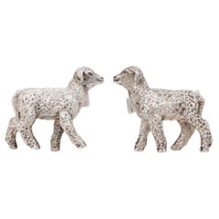 Paar Manschettenknöpfe aus Sterling Silber mit Lamm-Figur