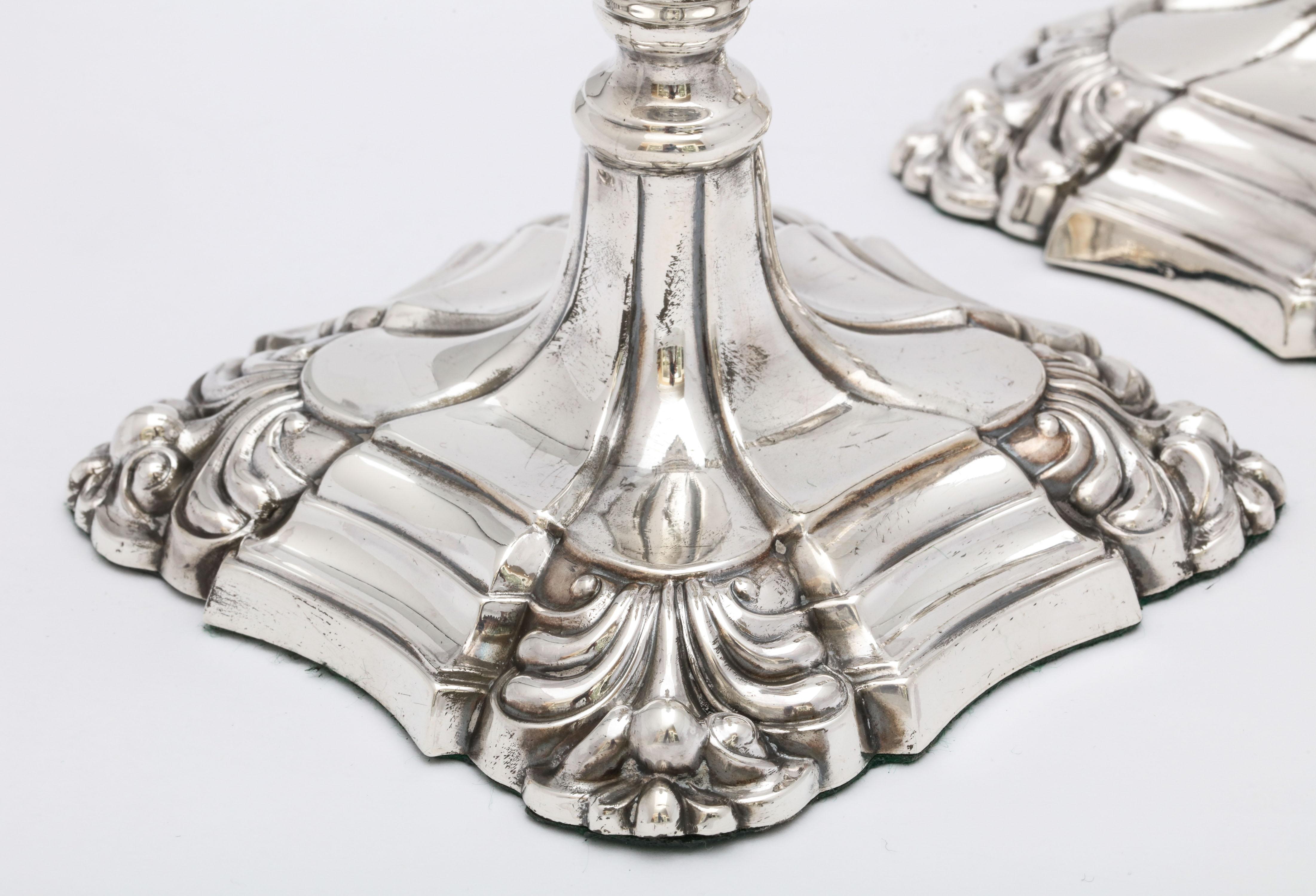 Pair of Sterling Silver Georgian-Style Candlesticks by Walker and Hall 4
