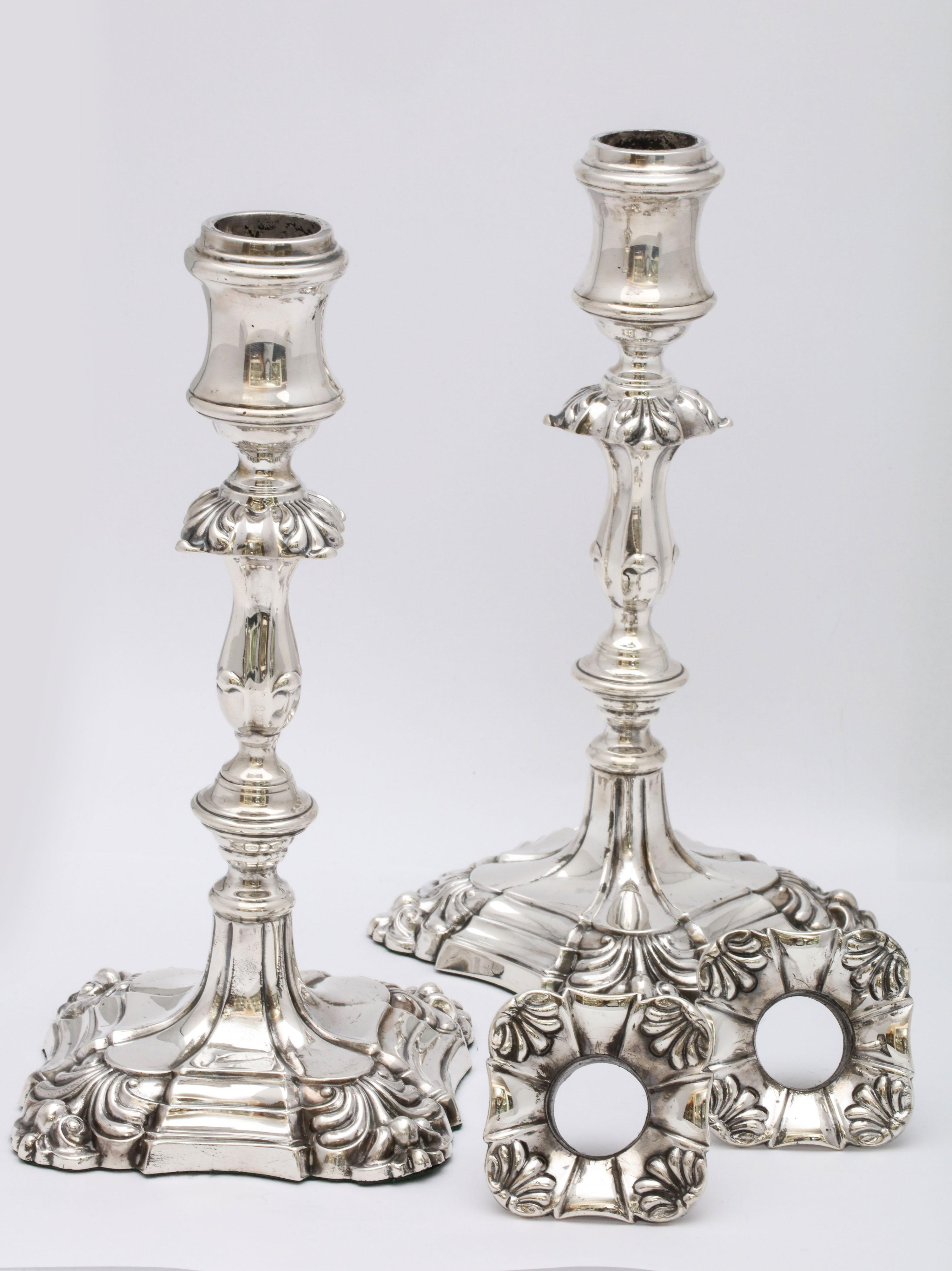 Pair of Sterling Silver Georgian-Style Candlesticks by Walker and Hall 8