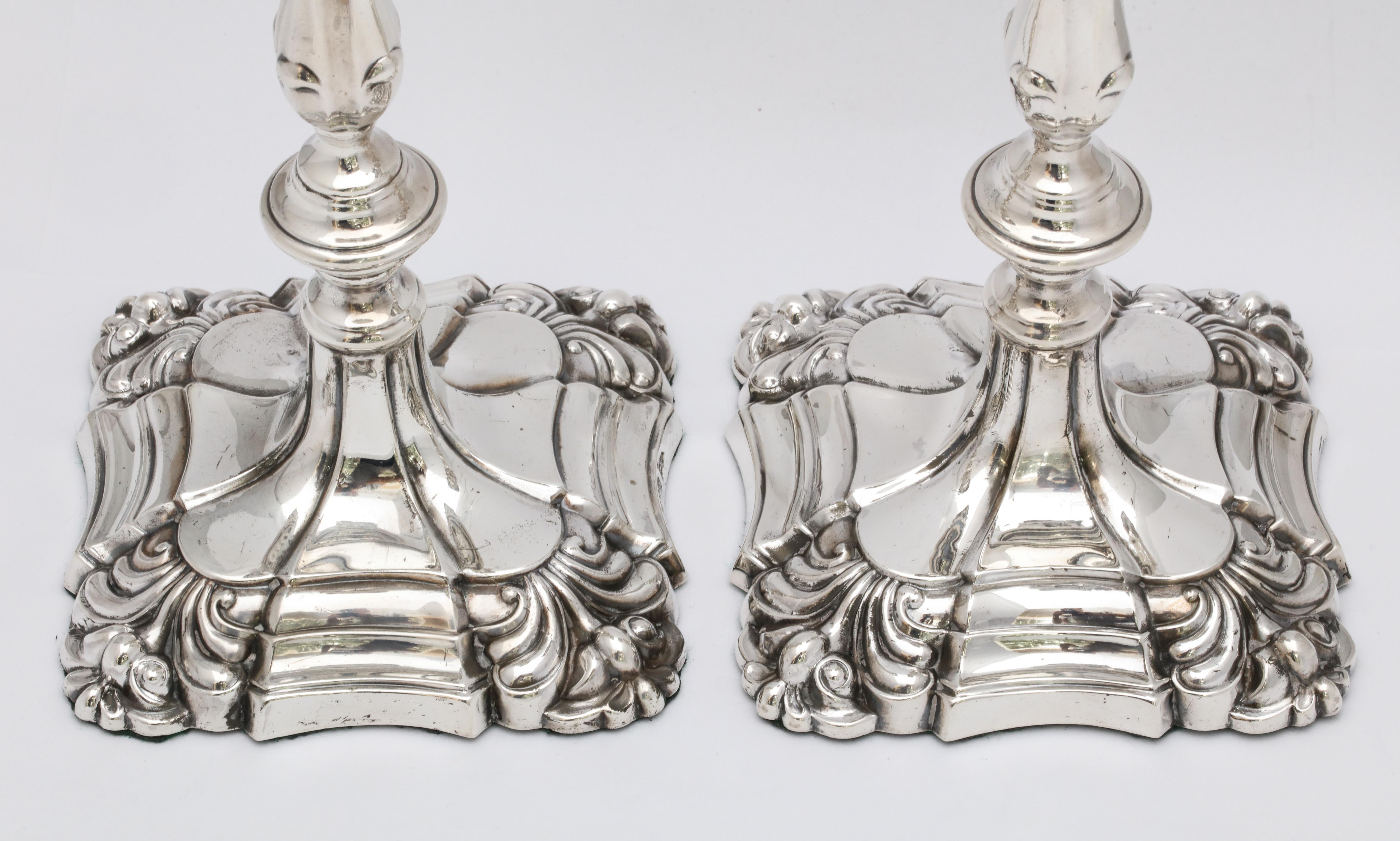Pair of Sterling Silver Georgian-Style Candlesticks by Walker and Hall 14