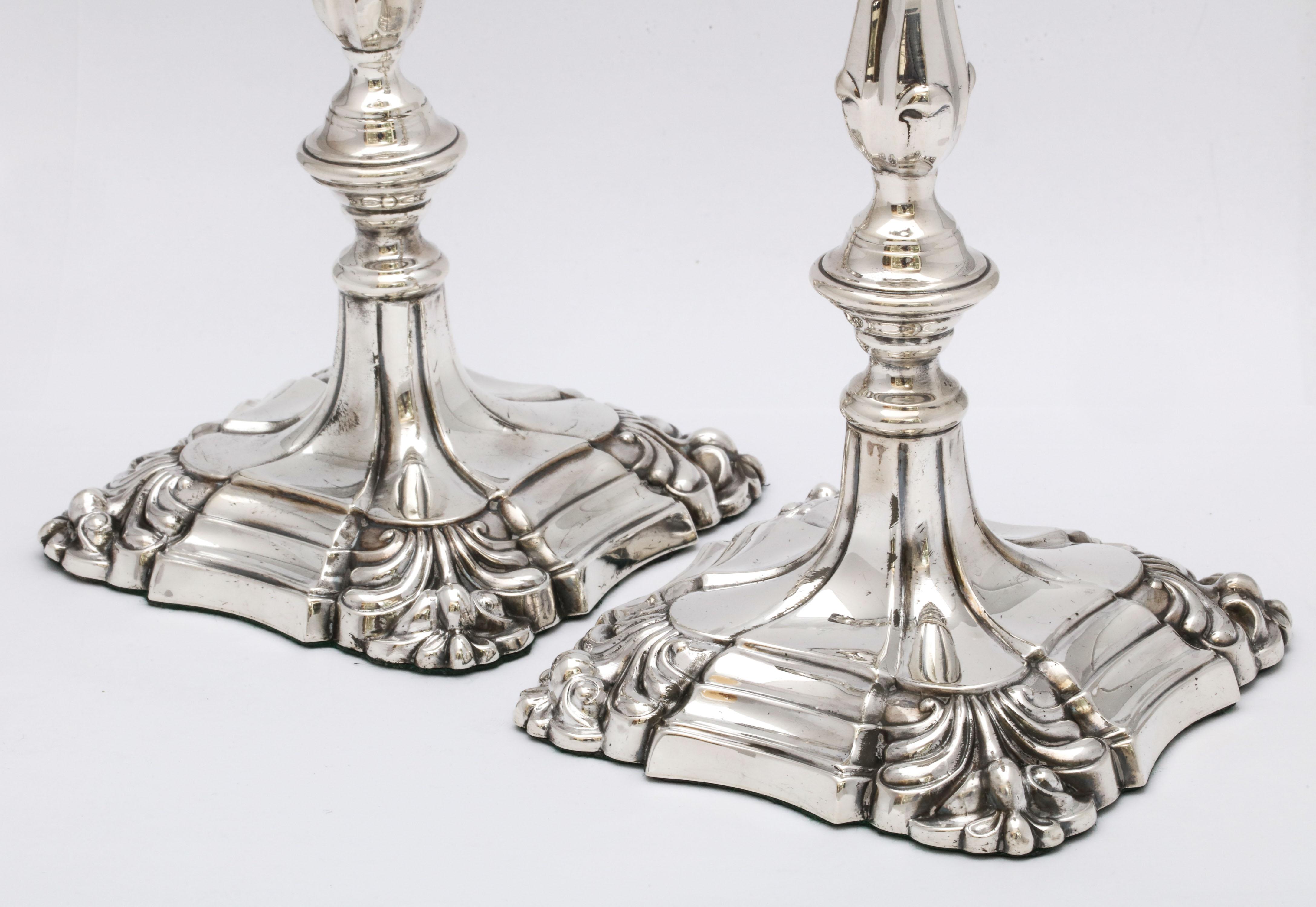 George III Pair of Sterling Silver Georgian-Style Candlesticks by Walker and Hall