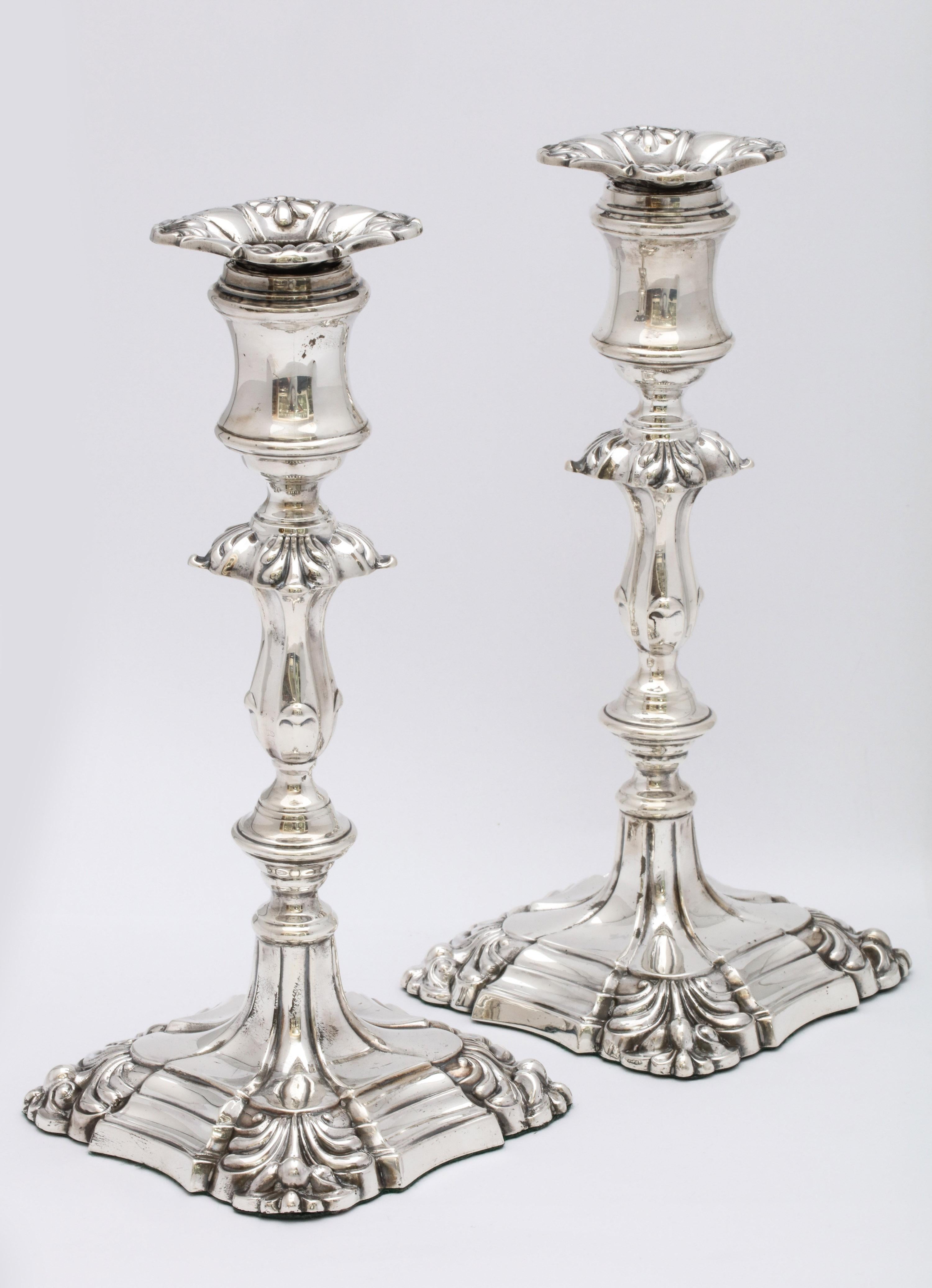 Pair of Sterling Silver Georgian-Style Candlesticks by Walker and Hall 2