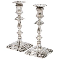 Pair of Sterling Silver Georgian-Style Candlesticks by Walker and Hall