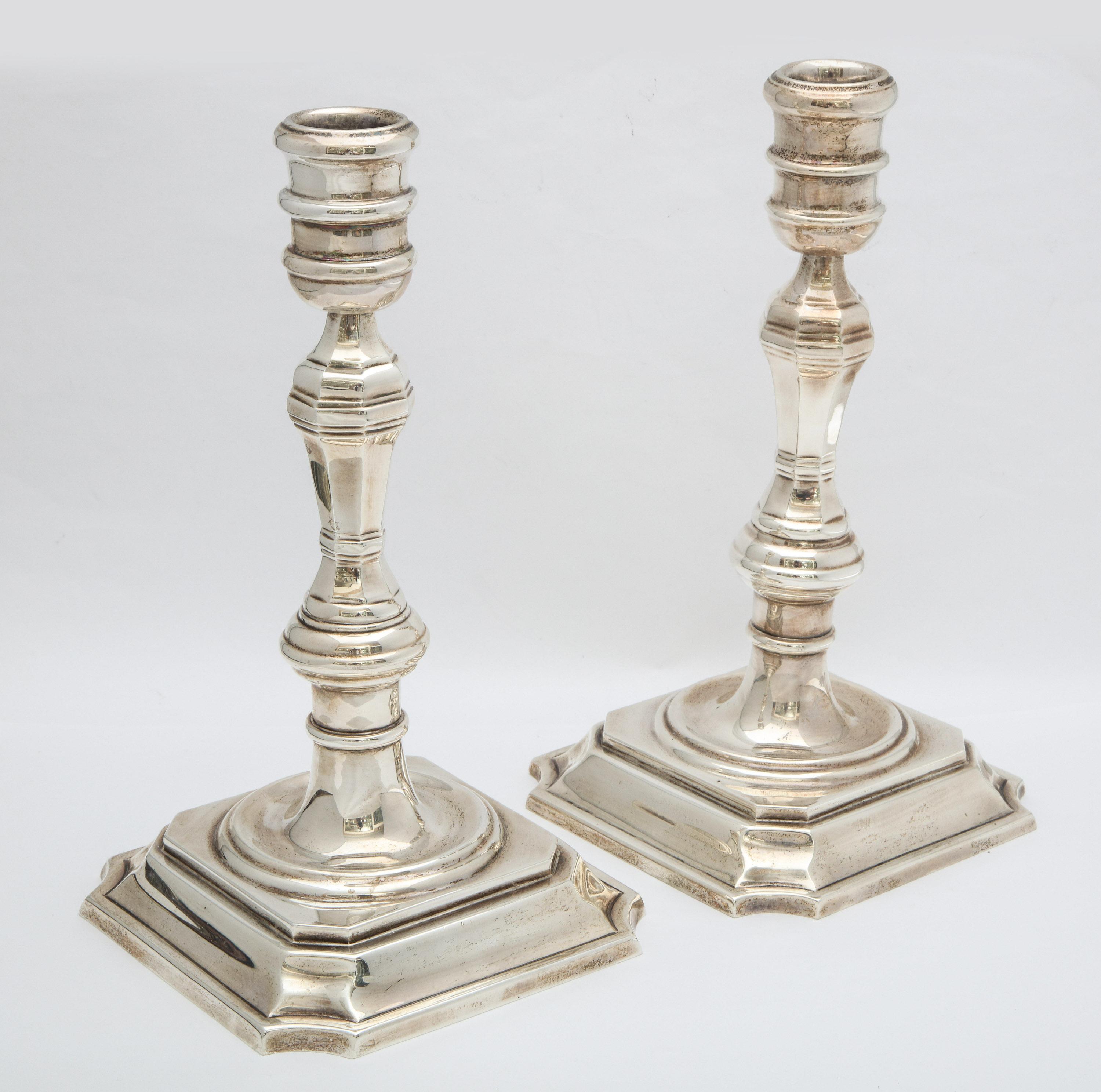 Mexican Pair of Sterling Silver Georgian Style 'George III' Candlesticks by Tane