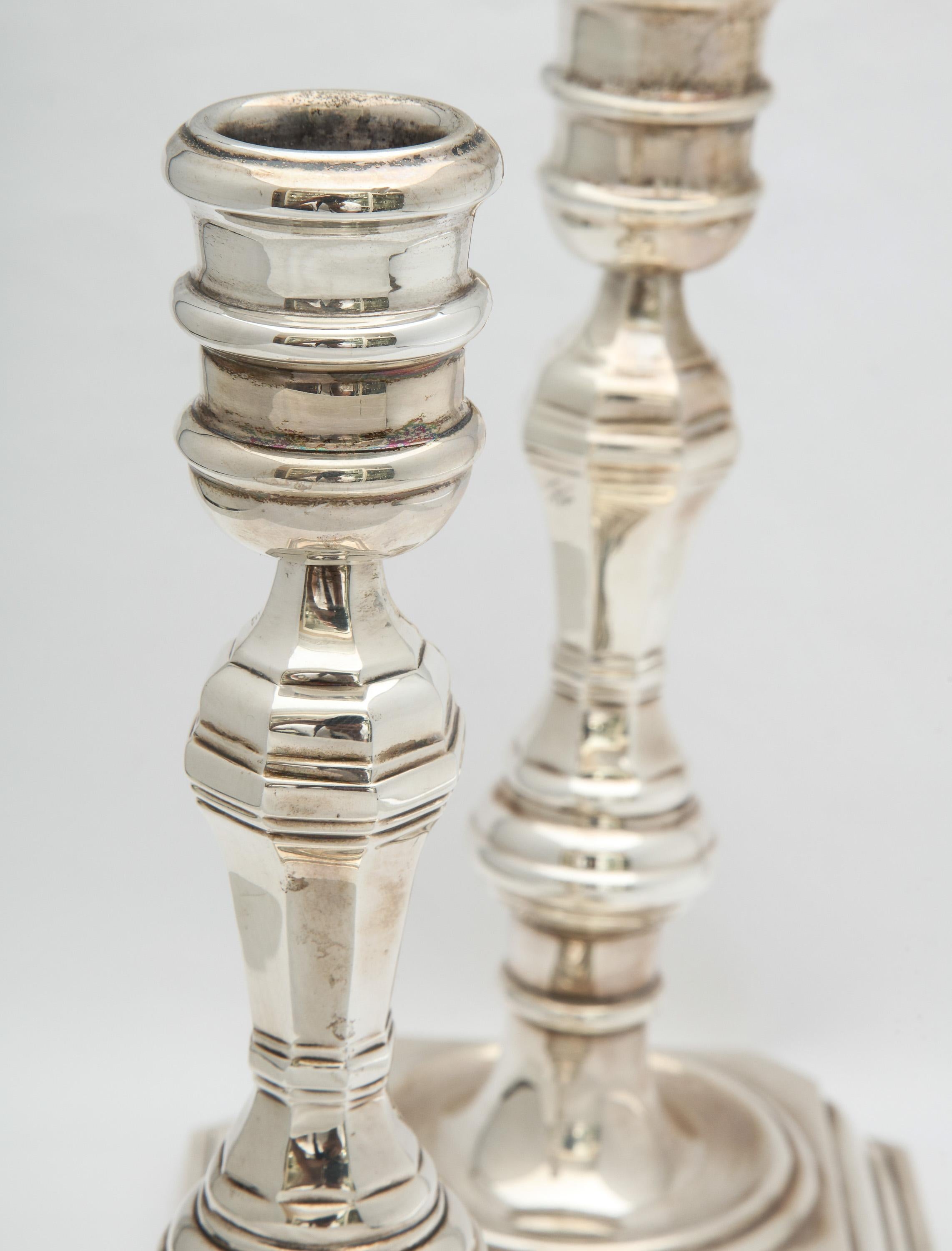 Mid-20th Century Pair of Sterling Silver Georgian Style 'George III' Candlesticks by Tane