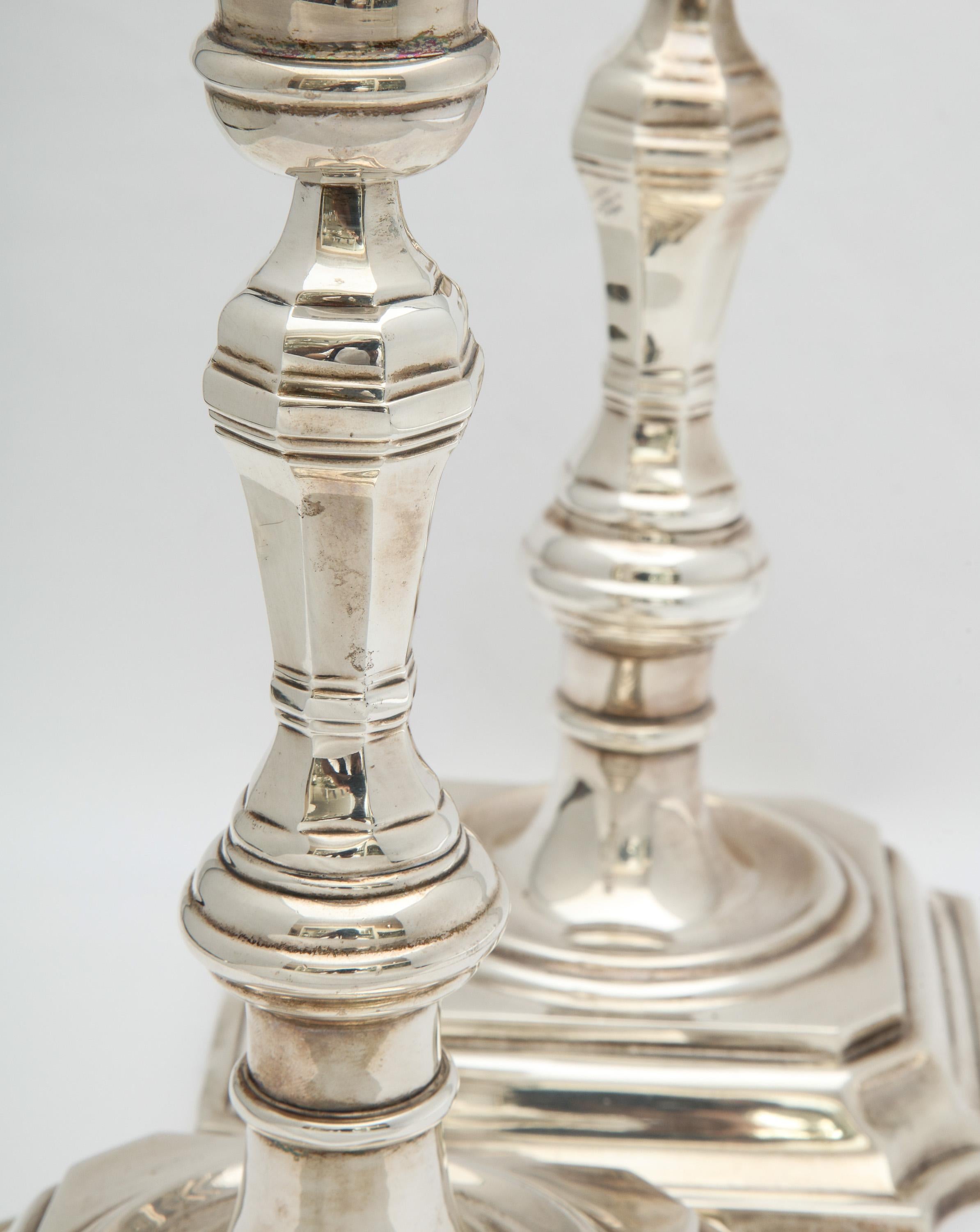 Pair of Sterling Silver Georgian Style 'George III' Candlesticks by Tane 1